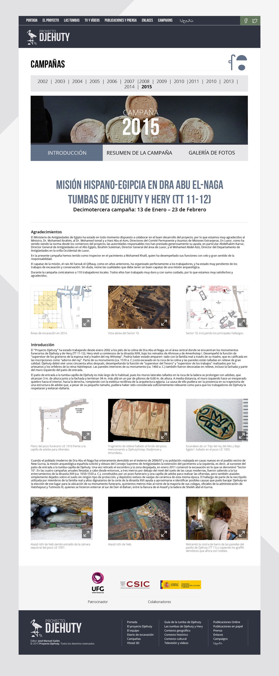 Diseño y maquetación de la web responsive realizada para el proyecto Djehuty.